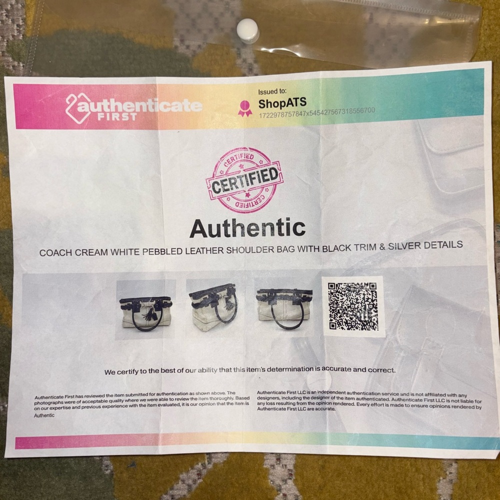 Coach Hampton Braided Leather Satchel F13084 Cream & Black - Picture 5 of 16